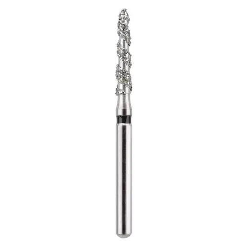 Midwest Once® Helical Single Use Diamond Bur – FG, Super Coarse, Cone, #878K-018, 0.8 mm Diameter, 1.8 mm Length, 25/Pkg - Midwest Once® Helical Single Use Diamond Bur – FG, Super Coarse, 25/Pkg - Cone, #878K, 0.8 mm Diameter, 1.8 mm Length - Image 1