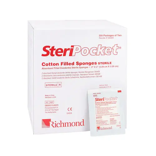 Richmond SteriPocket Cotton-Filled Sponges, 2" x 2", 300/Pkg, 300408 - SteriPocket, , 2" x 2", 300/Pkg, CottonFilled, 300408 - Image 1