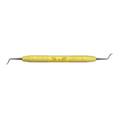 PDT Nevi 2 (N2) Posterior Sickle Scaler, Double-Ended, Solid Resin Handle, Yellow, R139 - Sickle Scalers – Nevi 2, Solid Resin Handle, Double End - Sickle Scalers – Nevi 2, Solid Resin Handle, Double End - Image 1