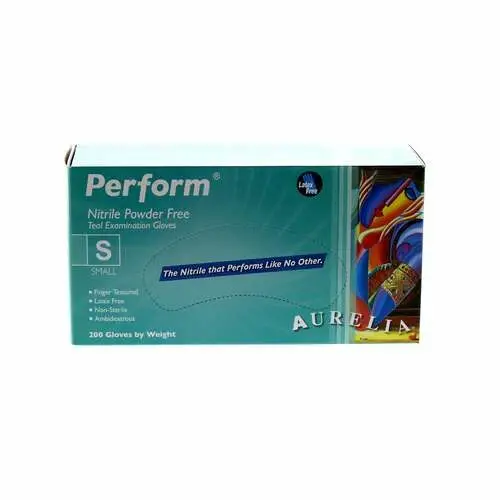 Aurelia® Perform™ Nitrile Exam Gloves, Powder Free, Non-Sterile, Teal, Small, 200/Box, 92396 - Aurelia® Perform™ Nitrile Exam Gloves – Powder Free, Teal, 200/Box - Small - Image 1