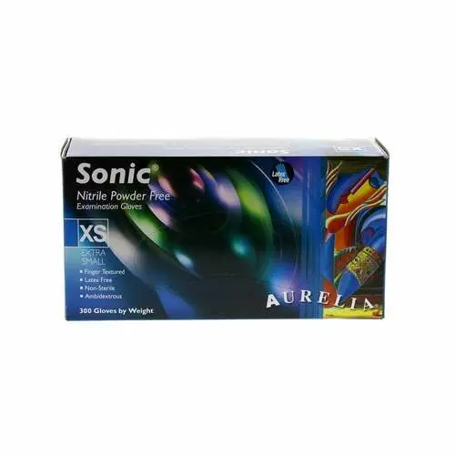 Aurelia® Sonic™ Nitrile Exam Gloves, Powder Free, Non-Sterile, Extra Small, Indigo, 300/Box, 93775 - Aurelia® Sonic™ Nitrile Exam Gloves – Powder Free, Indigo - Extra Small, 300/Pkg - Image 1