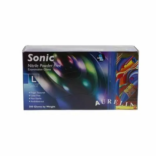 Aurelia® Sonic™ Nitrile Exam Gloves, Powder Free, Non-Sterile, Large, Indigo, 300/Box, 93778 - Aurelia® Sonic™ Nitrile Exam Gloves – Powder Free, Indigo - Large, 300/Pkg - Image 1