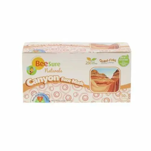 BeeSure Naturals Earloop Face Masks, Brown, BE2410, 50/Box - BeeSure Naturals Earloop Masks, Brown, BE2410, 50/Box - Image 1