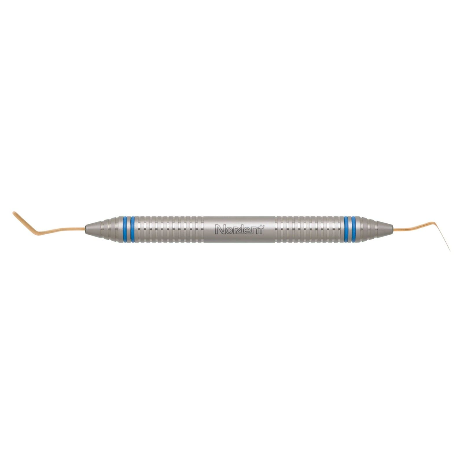 Nordent Composite Placement Instrument #50, Double Paddle, Titanium Nitride Coated, DuraLite ColorRings Handle, Stainless Steel, Double End - Composite Placement Instrument – # 50, Paddle/Condenser, Titanium Nitride Coated, DuraLite® ColorRings™ Handle, Stainless Steel, Double End - Composite Placement Instrument – # 50, Paddle/Condenser, Titanium Nitride Coated, DuraLite® ColorRings™ Handle, Stainless Steel, Double End - Image 1