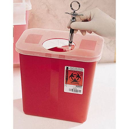 Covidien SharpStar 2-Gallon Sharps Container with Rotor Opening Lid, Red, Multi-Purpose - Sharps Container 2Gal Rotor Opening Lid - Image 1
