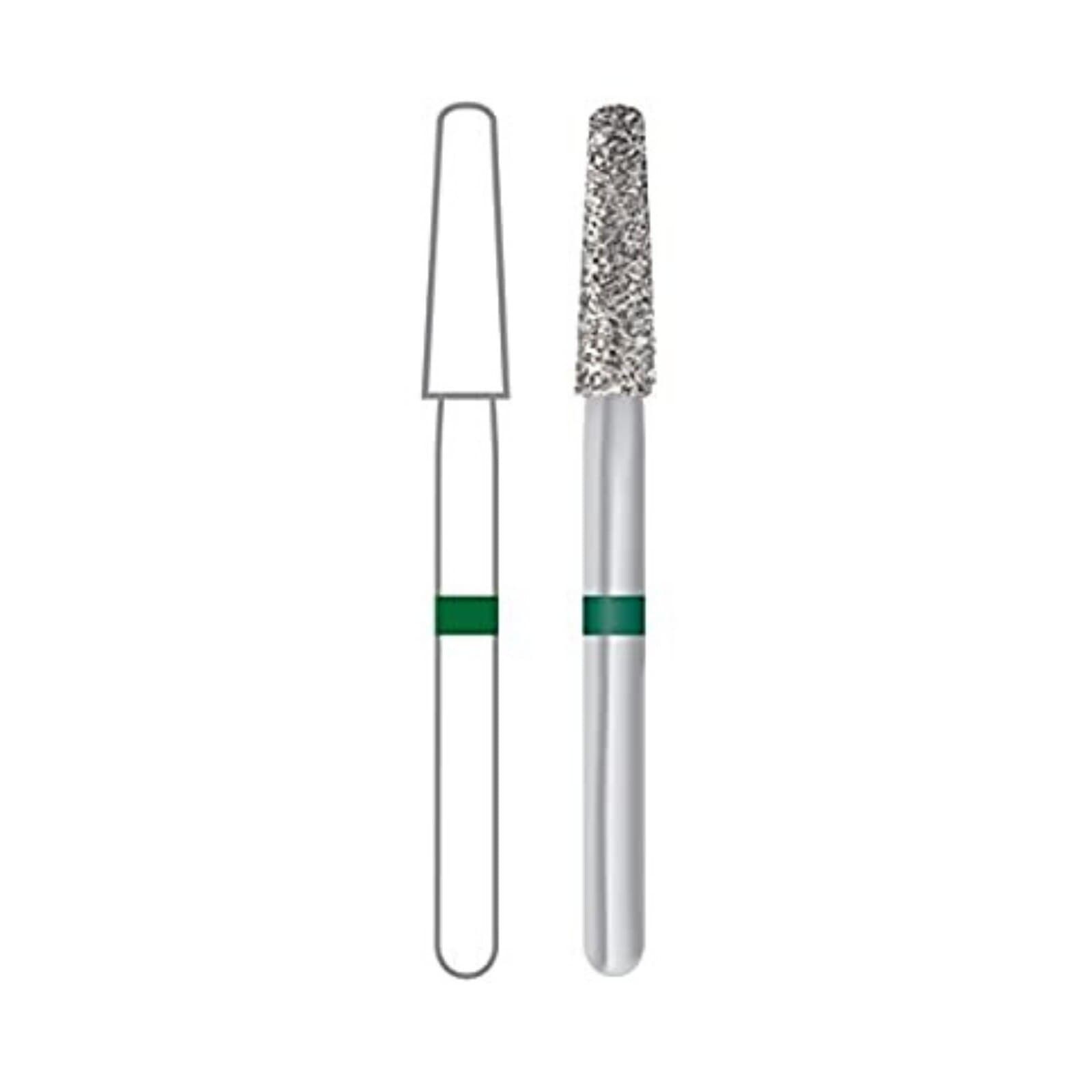Midwest Multi-Use Diamond Bur FG, Medium Grit, Round End Taper, 1.2 mm Diameter, 4.0 mm Length, Friction Grip, 5/Pkg, #1171D/849-012M - Midwest® Diamonds FG – Medium, Taper Round End, 5/Pkg - # 1171D, 1.2 mm Diameter, 4.0 mm Length, 5/Pkg - Image 1
