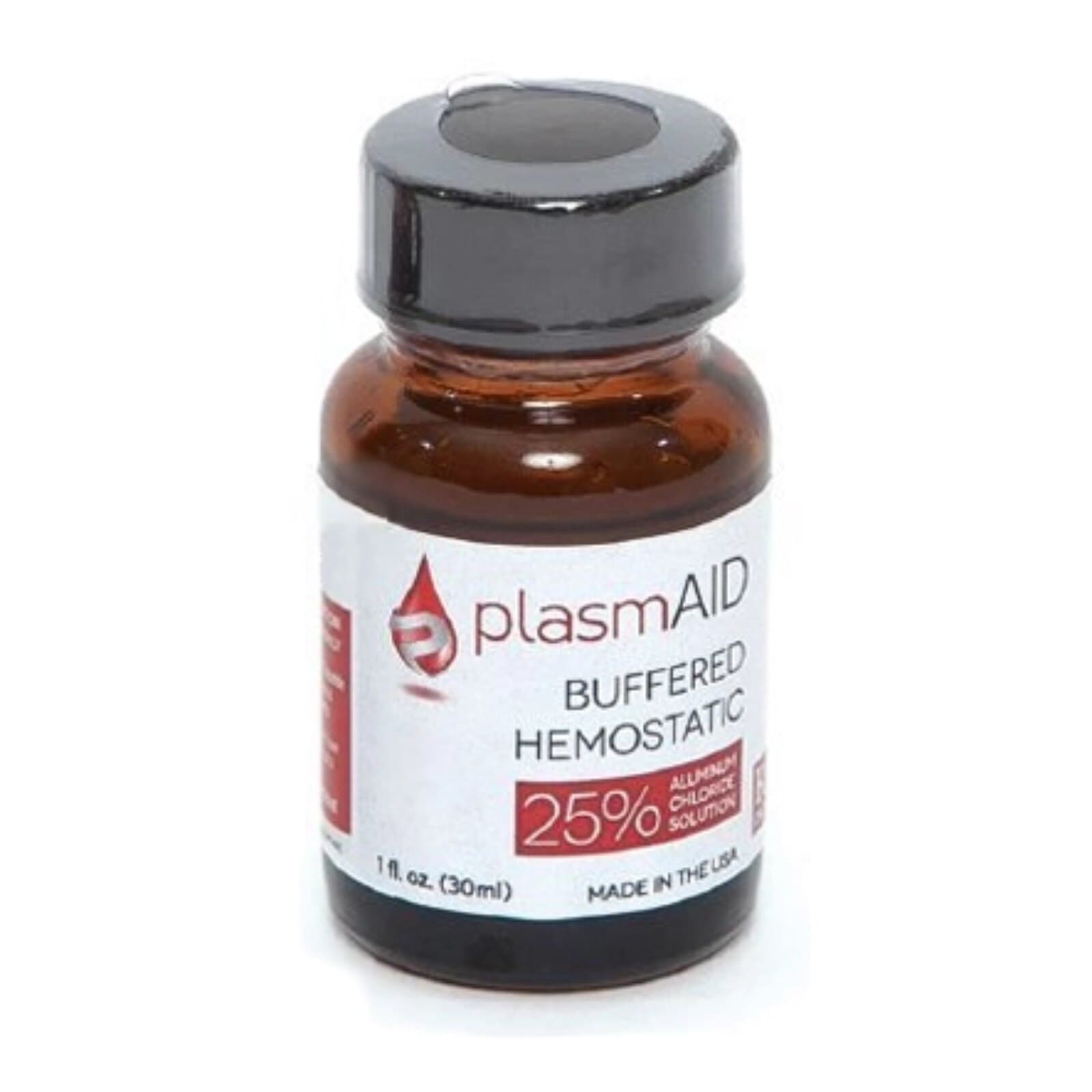 PlasmAID Buffered Hemostatic Solution, 25% Aluminum Chloride, 30mL Bottle - PlasmAID Buffered Hemostatic Solution 1oz (30mL) - Image 1