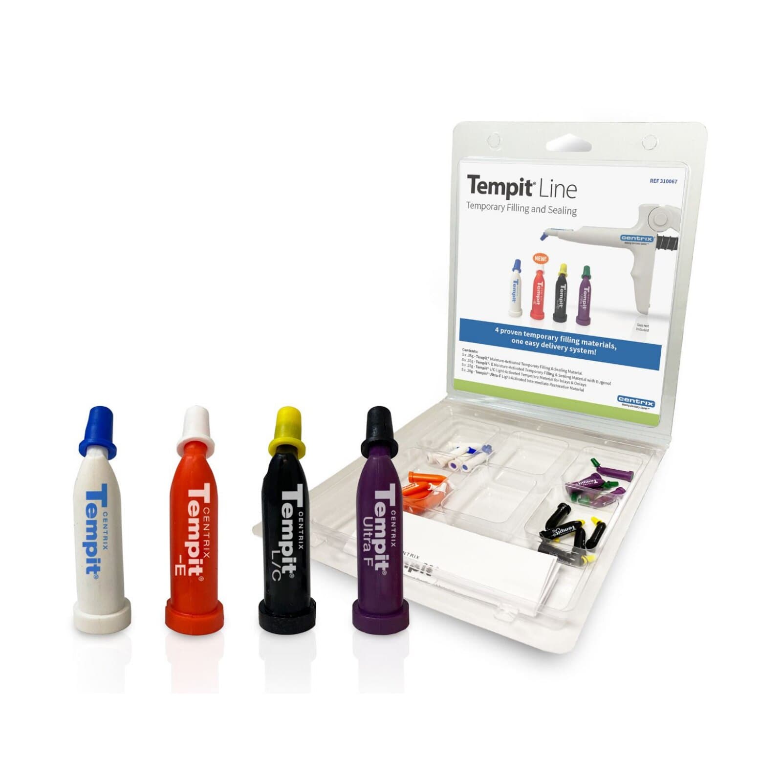 Centrix Tempit Essentials Kit, 5 Prefilled Tips Each of 4 Materials (Tempit, Tempit-E, Tempit L/C, Tempit Ultra-F) - Tempit Essentials Kit 5/Each of 4 - Image 1