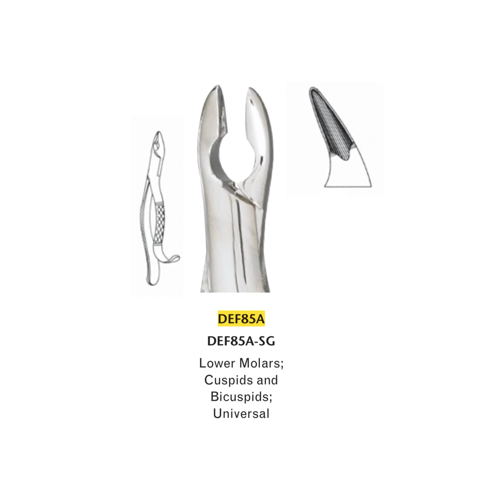Miltex #85A Extracting Forceps, Stainless Steel, Universal Lower Molars/Cuspids/Bicuspids, 1/Pkg - Extracting Forceps 85A - Image 1