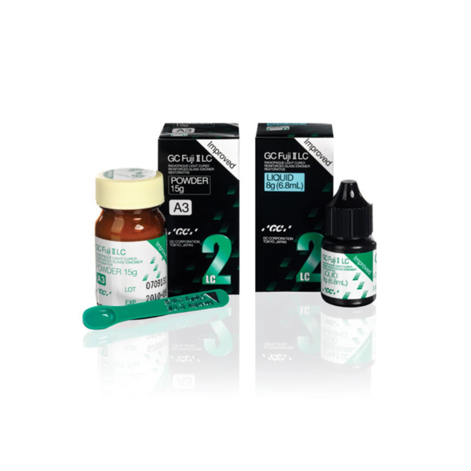 GC Fuji II LC Improved 1:1 Package, Shade B3, 15g Powder + 8g Liquid, #000190 - Fuji II LC 1:1 B3 - Image 1
