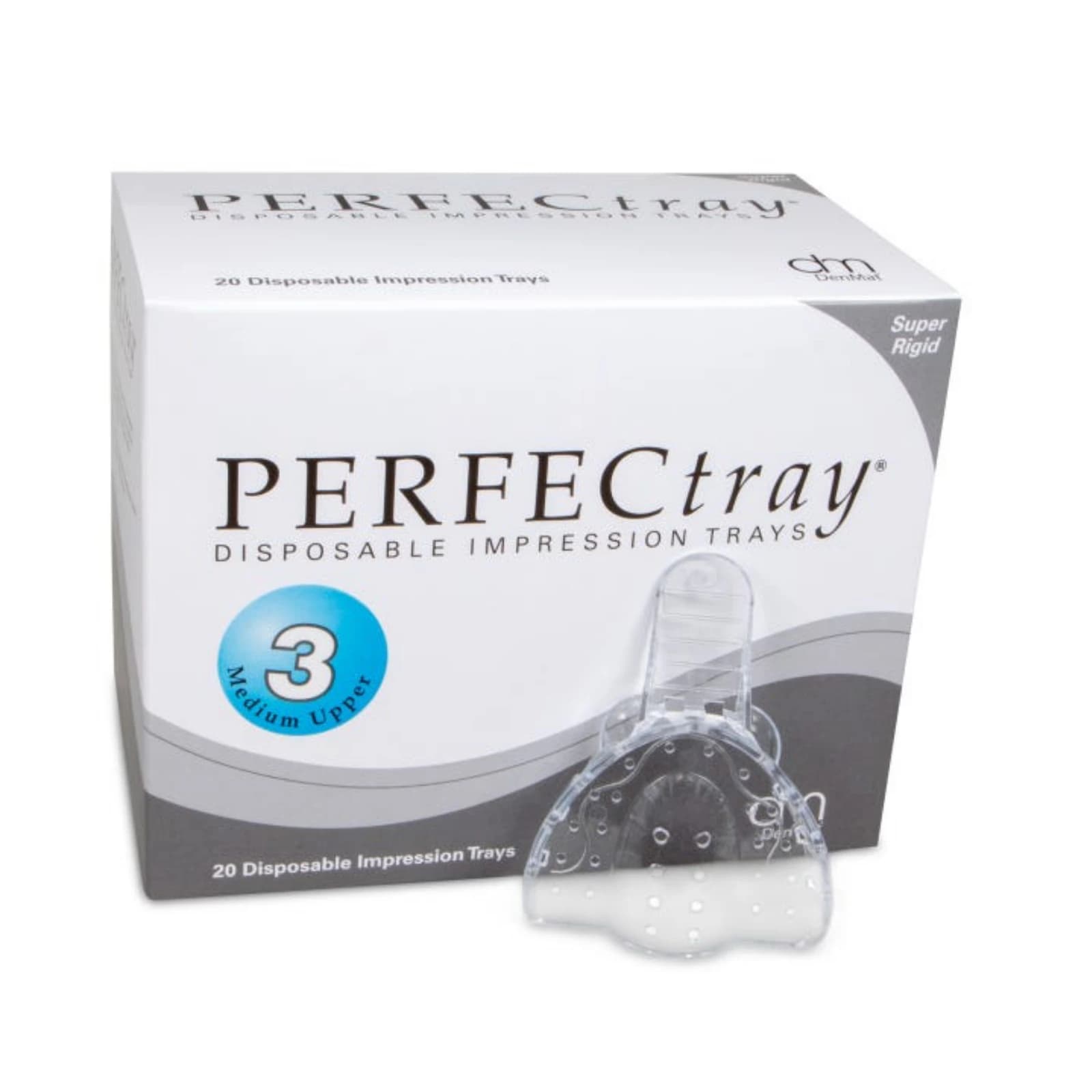 PERFECtray Perforated Disposable Impression Trays, #3 Medium Upper Full Arch, Clear Acrylic, 20/Box - #3 PERFECtray Medium Upper Box of 20 - Image 1