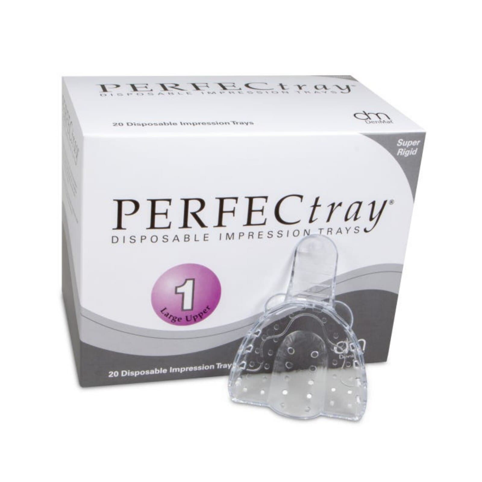 PERFECtray #1 Large Upper Full Arch Perforated Acrylic Impression Trays, Clear, 20/Box - #1 PERFECtray Large Upper Box of 20 - Image 1