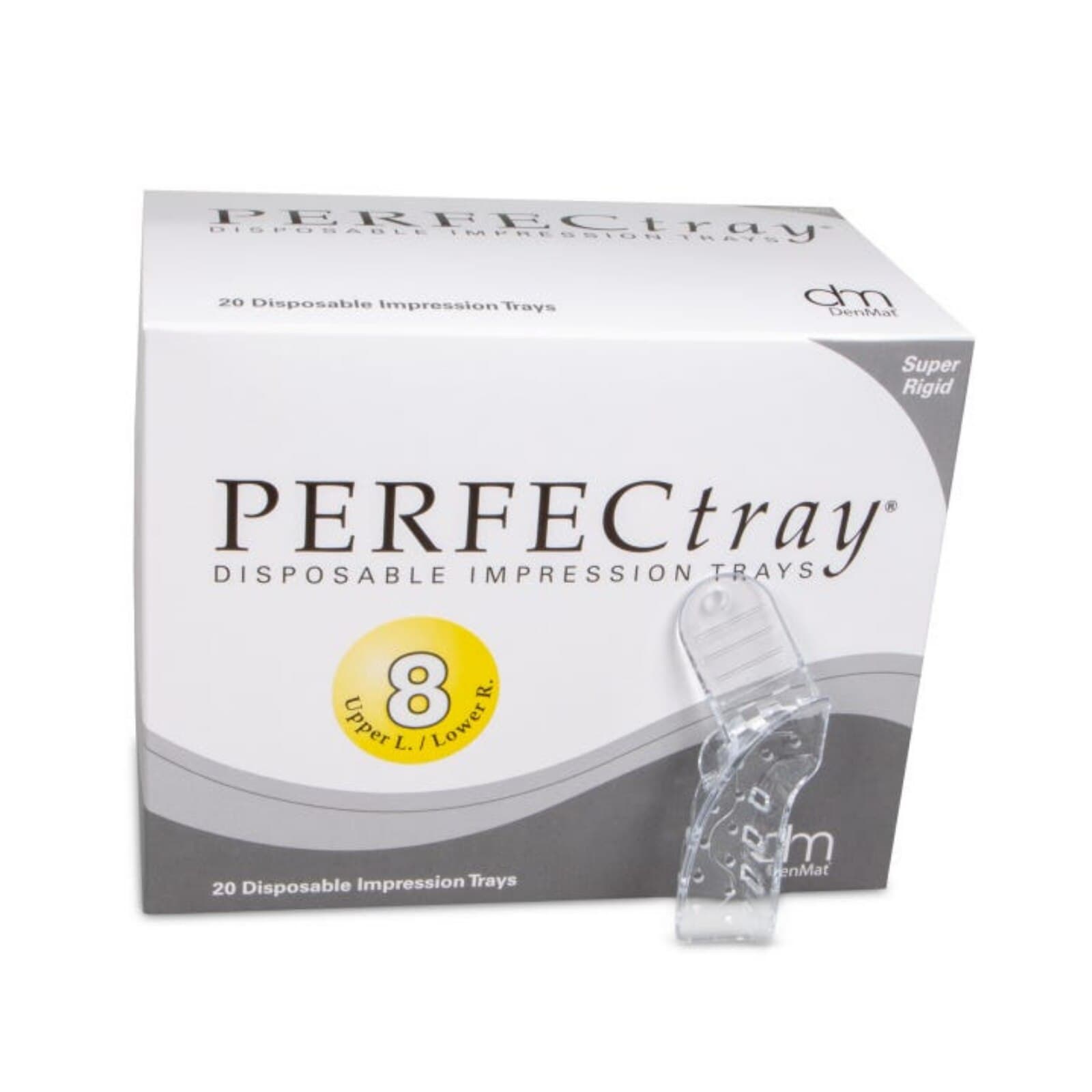 PERFECtray #8 Quadrant Impression Tray, Upper Left/Lower Right, Crystal-Clear Acrylic, 20/Box - #8 PERFECtray Quad Upper Left/Lower Right Box of 20 - Image 1