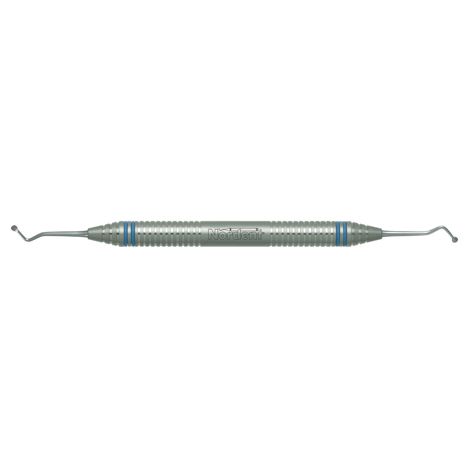 Nordent Excavator DE Spoon #4 (Size #20), 2.4mm Head Diameter, DuraLite ColorRings Handle, Double End, Stainless Steel - Excavator DE Spoon #4 DuraLite ColorRings Handle - Image 1