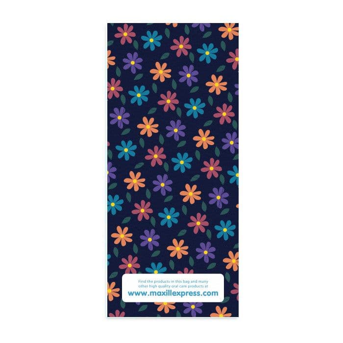 Maxill Adult Slim Paper Patient Giveaway Bag, Flower Pattern, 3.9" x 9", 100/Pk - Maxill 3.9" x 9" Slim Paper Patient Giveaway Bag, Flower Pattern, 100/Pk - Image 1