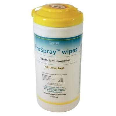 ProSpray Disinfectant Wipes, Tall Can, 135 Wipes, 8.5" x 12", Lemon Scented, Non-Alcohol, Non-Staining - ProSpray Wipes Tall Can of 135 Wipes, 8.5" x 12". Non-Staining Surfaces - Image 1