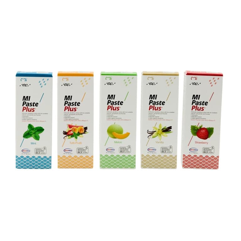 MI Paste Plus™ Topical Tooth Cream with RECALDENT (CPP-ACP) and 900 ppm Fluoride, Assorted Flavors (Melon, Mint, Strawberry, Tutti Frutti, Vanilla), 40 g Tubes, 10/Pkg - MI Paste Plus™ – 40 g Tubes, 10/Pkg - Assorted - Image 1