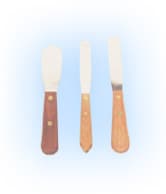 #3R Stainless Steel Spatula, 4" Stiff Blade, Wooden Handle, for Mixing Impression Material and Plaster-Stone Investments - #3R stainless steel spatula with 4" Stiff Blade and Wooden Handle, for Mixing Impression Material and/or Plaster-Stone Investments. - Image 1