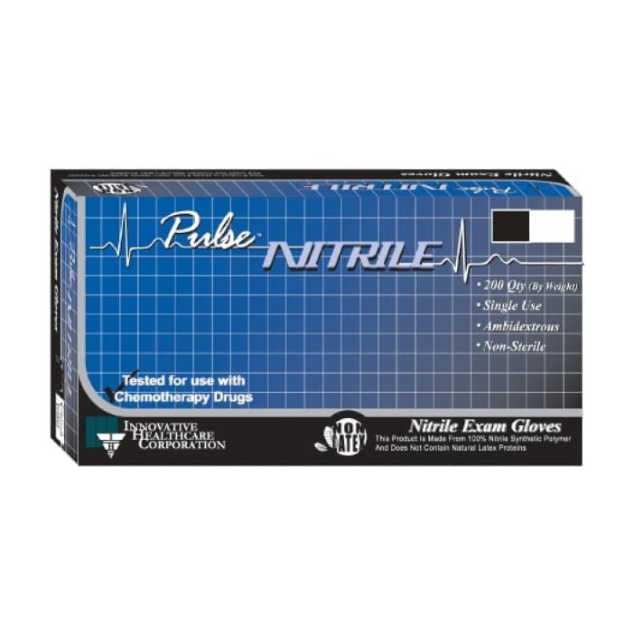 Pulse Nitrile Exam Gloves, Medium, Dark Lavender Blue, Powder-Free, Non-Sterile, Chemo Rated, 200/Box, Case of 10 Boxes - Pulse Nitrile Exam Gloves: MEDIUM, Dark Lavender Blue. Case of 10x 200/Box - Image 1