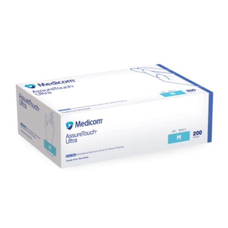 Medicom AssureTouch Ultra Nitrile Powder Free Exam Gloves, Medium, Violet Blue, 200/Box - AssureTouch Ultra Nitrile Powder Free Exam Gloves, Medium, Violet Blue, 200/Pk. Features chemo-tested nitrile with textured fingertips for enhanced grip. - Image 1