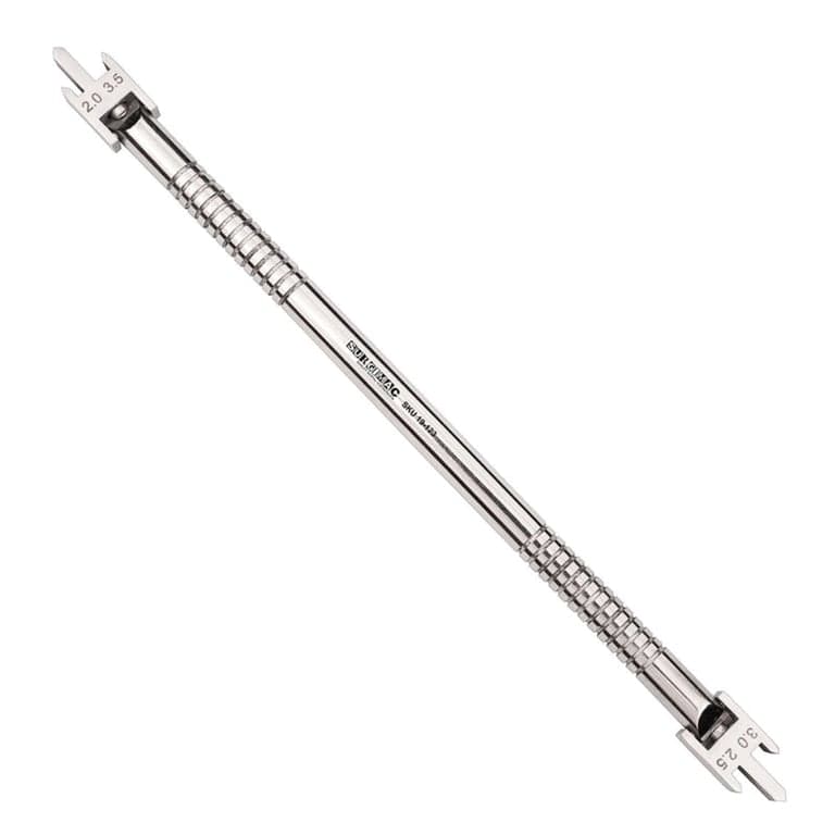 Surgimac Pro Series 2.0 Orthodontic Bracket Gauge, 3.5mm, Stainless Steel, 1/Pk - Pro Series 2.0 - 3.5mm Stainless Steel Orthodontic Bracket Gauge, 1/Pk. Durable, corrosion-resistant, and fully autoclavable instrument for repeated clinical use. 45° adjustable swivel head. - Image 1