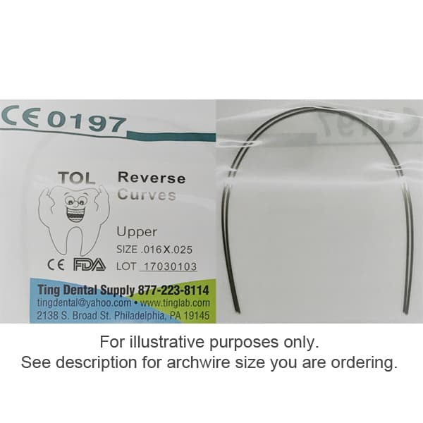 TOL NiTi Reverse Curve Archwire, 0.014" Oval Form (Round), Upper, 2 pcs/pkg, FDA Registered - TOL NiTi Reverse Curve Archwire - 0.014 Oval Form (Round) Upper 2pcs/pkg. FDA - Image 1