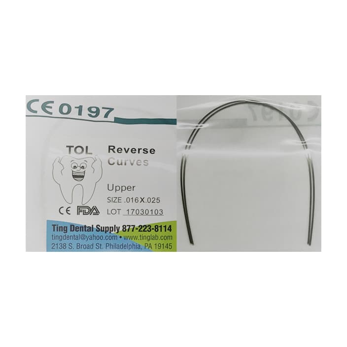 TOL NiTi Reverse Curve Archwire, 0.016" Oval Form (Round), Upper, 2 pcs/pkg, FDA Registered - TOL NiTi Reverse Curve Archwire - 0.016 Oval Form (Round) Upper 2pcs/pkg. FDA - Image 1