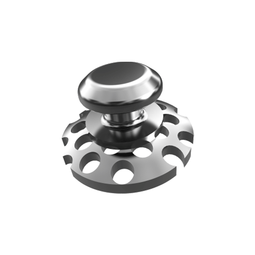 TOL Lingual Button, Round Base with Hollow-out Monoblock, Stainless Steel, 10/Pk - TOL Lingual Button Round Base with Hollow-out Monoblock, 10/Pk - Image 1