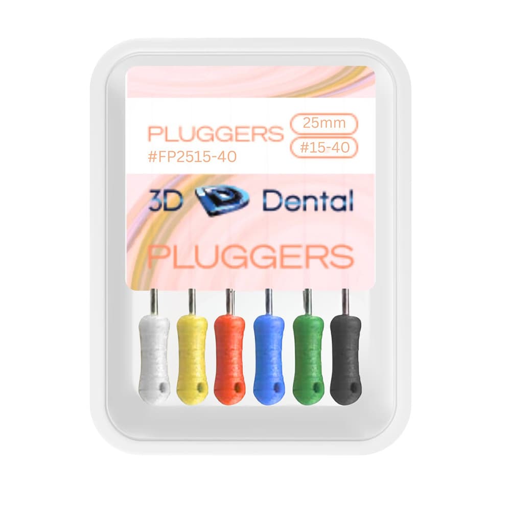 3D Endo Stainless Steel Finger Pluggers, 25 mm, #15-#40, 6/Pk - 3D Endo Stainless Steel Finger Pluggers, 25 mm, #15-#40, 6/Pk - Image 1