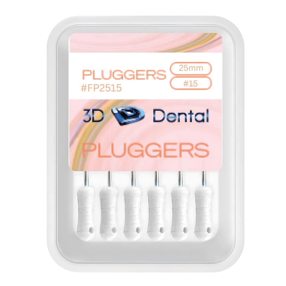 3D Endo Stainless Steel Finger Pluggers, 25 mm, #15, 6/Pk - 3D Endo Stainless Steel Finger Pluggers, 25 mm, #15, 6/Pk - Image 1