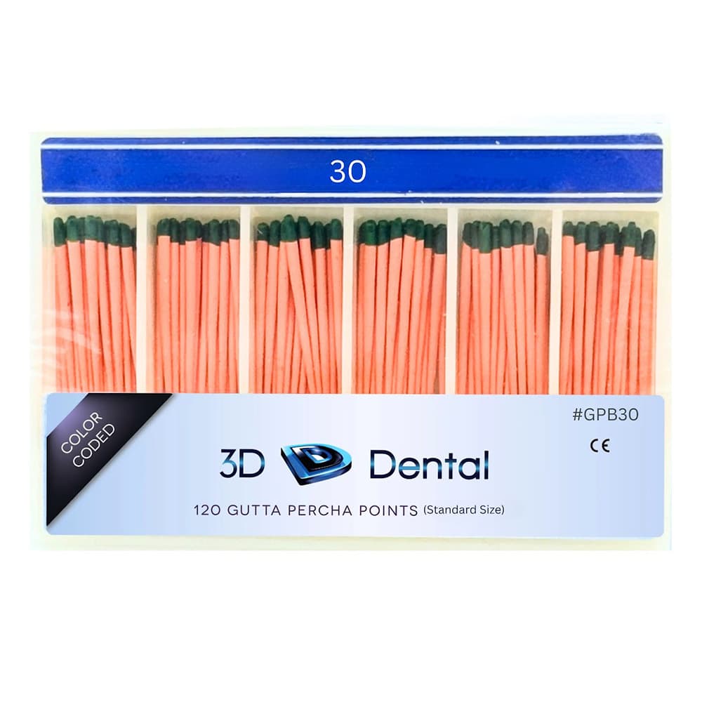3D Endo Gutta Percha Points, Bulk, #30, 120/Bx - 3D Endo Gutta Percha Points, Bulk, #30, 120/Pk - Image 1