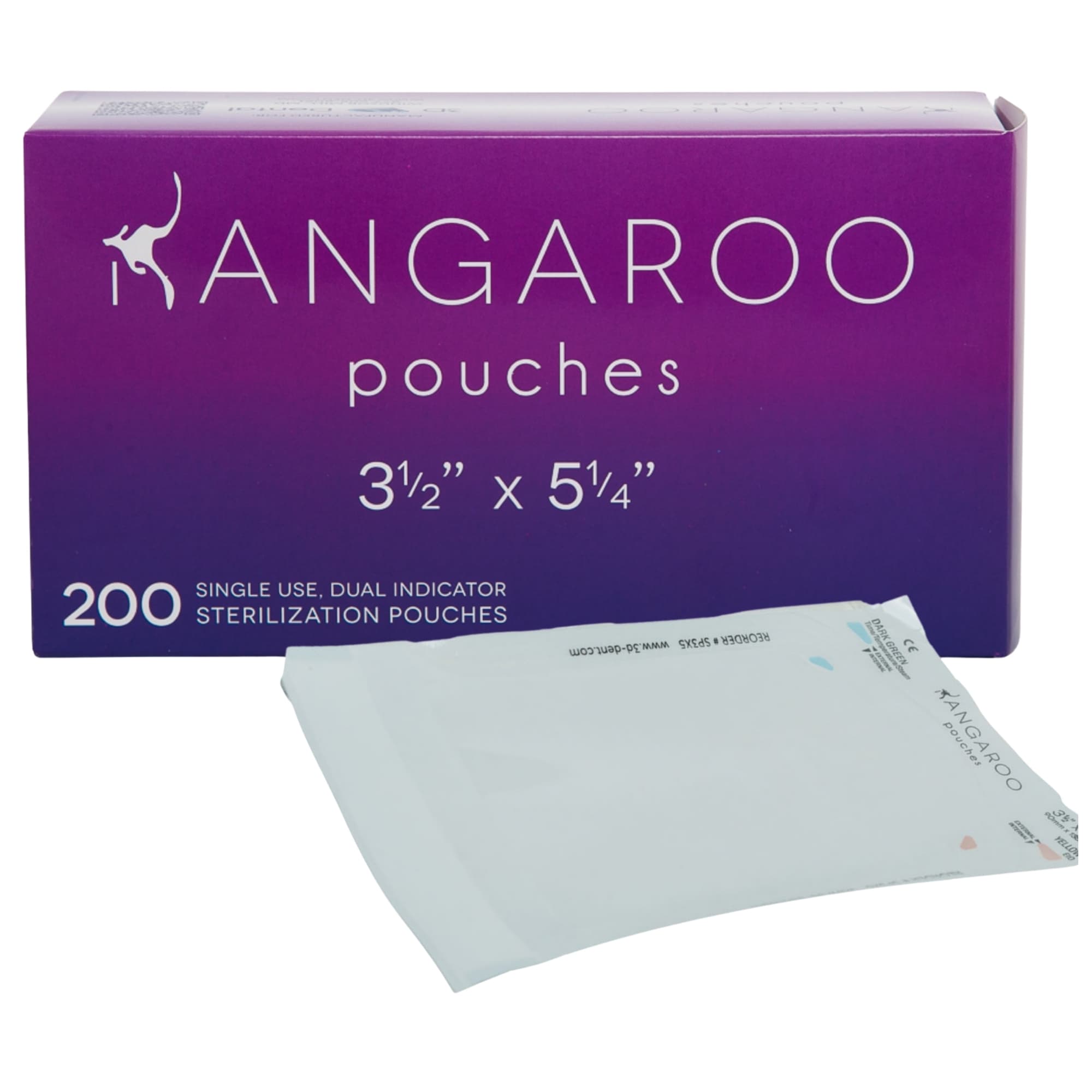 Kangaroo Self-Seal Sterilization Pouch, 3.5" x 5.25", Case of 10 Boxes of 200 (2000 Pouches) - Kangaroo Self-Seal 3.5" x 5.25" Sterilization Pouch, Case of 10 x 200/Box - Image 1