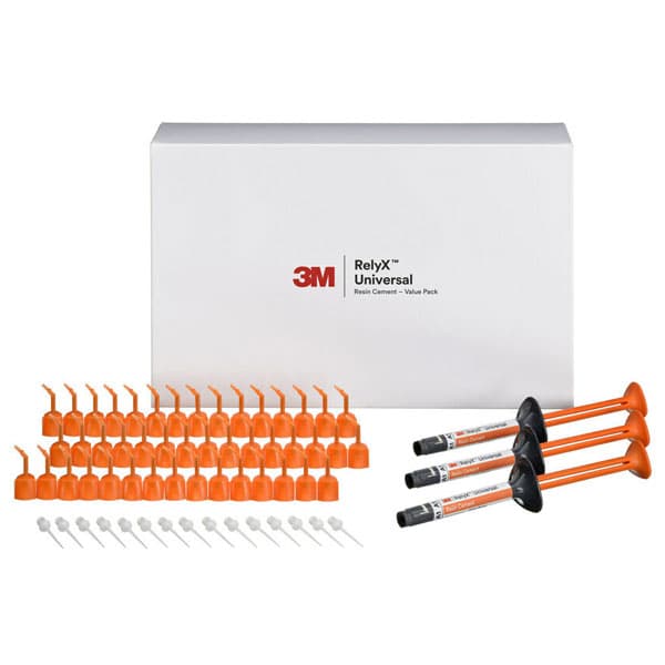 3M RelyX Universal Resin Cement EXPORT PACKAGE, Shade A1, Dual-Cure, Value Pack (3 x 3.4g Syringes, 45 Micro Mixing Tips, 15 Elongation Tips) - 3M RelyX Universal Resin Cement EXPORT PACKAGE - Shade A1. Dual-cure, Value Pack - Image 1