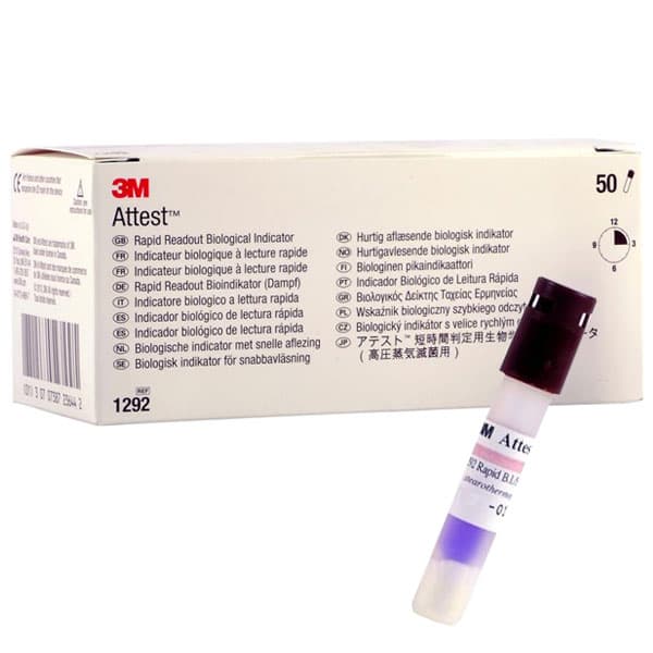 Attest Rapid Readout Biological Indicators, Brown Cap, 250°F/121°C and 270°F/132°C Steam Sterilizers, 50/Bx - Attest Rapid Readout Biological Indicators - Brown Cap, 50/Bx - Image 1