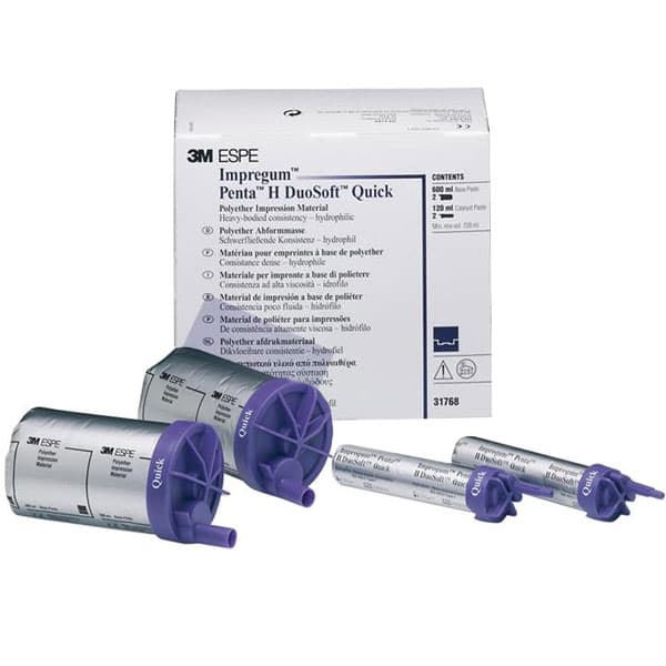 Impregum Penta H DuoSoft Quick Polyether Impression Material, Heavy Body, Fast Set, Export Package (2 x 300 mL Base Paste & 2 x 60 mL Catalyst) - Impregum Penta H DuoSoft Quick, EXPORT PACKAGE - 2 - 300 mL Base Paste & 2 - 60 - Image 1