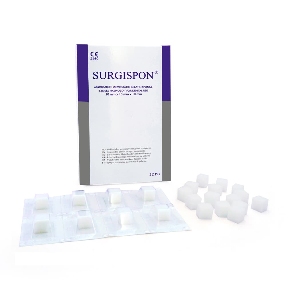 SURGISPON Absorbable Hemostatic Gelatin Sponge, 10 x 10 x 10 mm, 32/Pk - SURGISPON EXPORT PACKAGE Absorbable Hemostatic Gelatin Sponge, 10 x 10 x 10 mm, 32 /Pk - Image 1