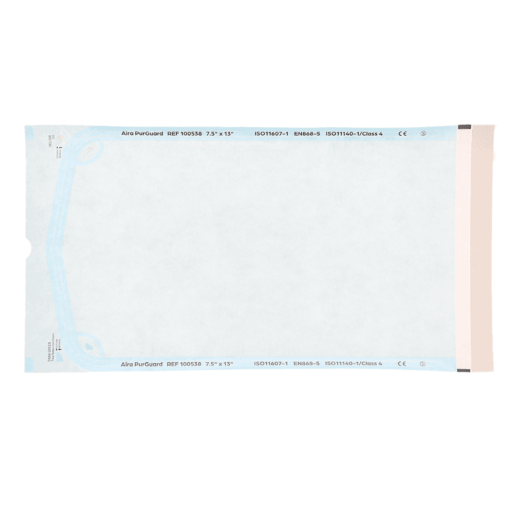 Aira 7.50" x 13" Paper/Blue Film Self-Sealing Sterilization Pouch, Class 4, 200/Box - Aira 7.50" x 13" Paper/Blue Film Self-Sealing Sterilization Pouch, 200/Box - Image 1