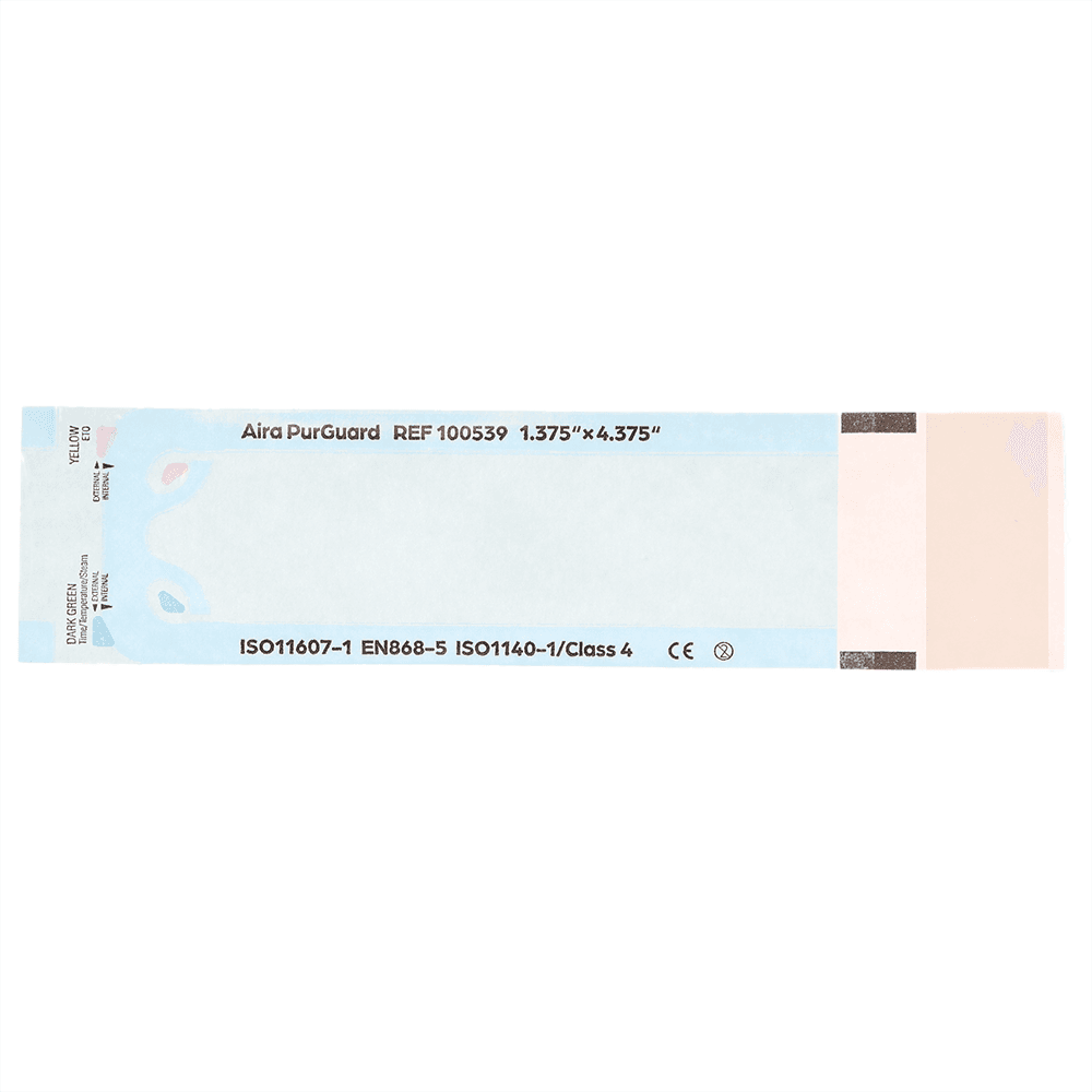Aira 1.375" x 4.375" Paper/Blue Film Self-Sealing Sterilization Pouch, Class 4, 200/Box - Aira 1.375" x 4.375" Paper/Blue Film Self-Sealing Sterilization Pouch, 200/Box - Image 1