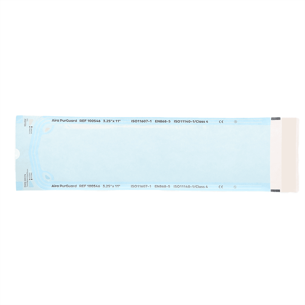 Aira 3.25" x 11" Paper/Blue Film Self-Sealing Sterilization Pouch, 200/Box - Aira 3.25" x 11" Paper/Blue Film Self-Sealing Sterilization Pouch, 200/Box - Image 1
