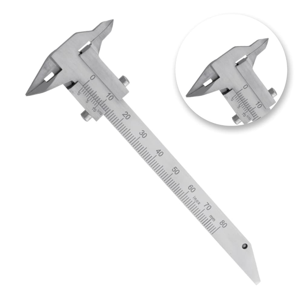 AR INSTRUMED Dental Caliper, Stainless Steel, Straight Tip, 0–80mm / 0–130mm, 1/Pk - AR INSTRUMED Dental Caliper, Stainless Steel, 0–80mm, Straight Tip, Precision Measuring Tool - Image 1
