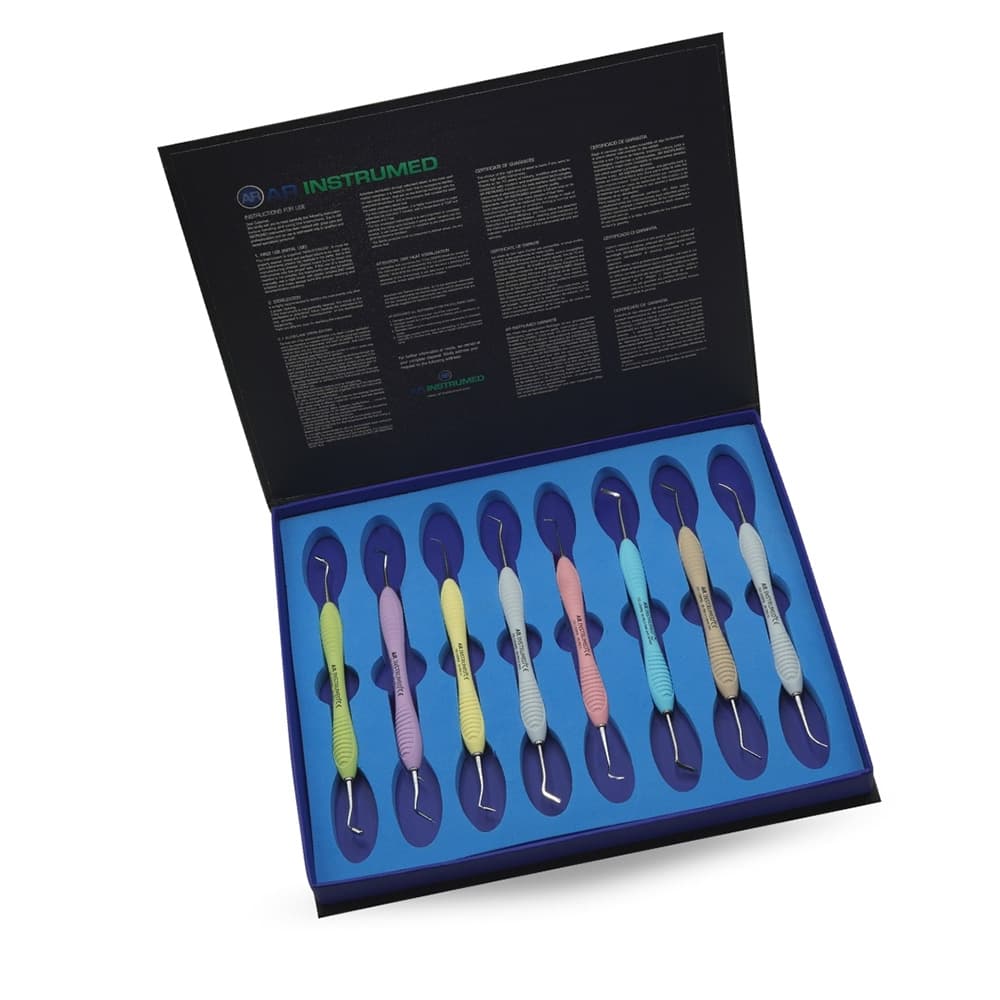 AR Instrumed AR PRO 8-Piece Composite Filling Instruments Set, Double-Ended, Medical Grade Stainless Steel, Silicone Handles - AR INSTRUMED 8PCS Composite Filling Tools Double Ended Medical Grade Stainless Steel - Image 1