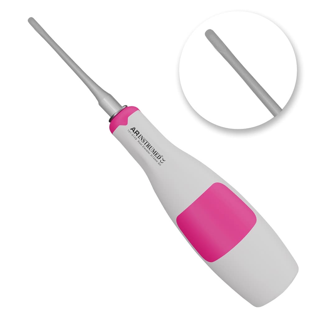AR INSTRUMED Dental Apical Root Elevator, 3/12mm Curved, German Stainless Steel, Light Green Soft Grip, 1/Pk - AR Autoclavable Silicone Curved Apical Root Elevator 3/12mm, German Stainless Steel, Tooth Extraction INSTRUMEDnt, Light Green Soft Grip - Image 1