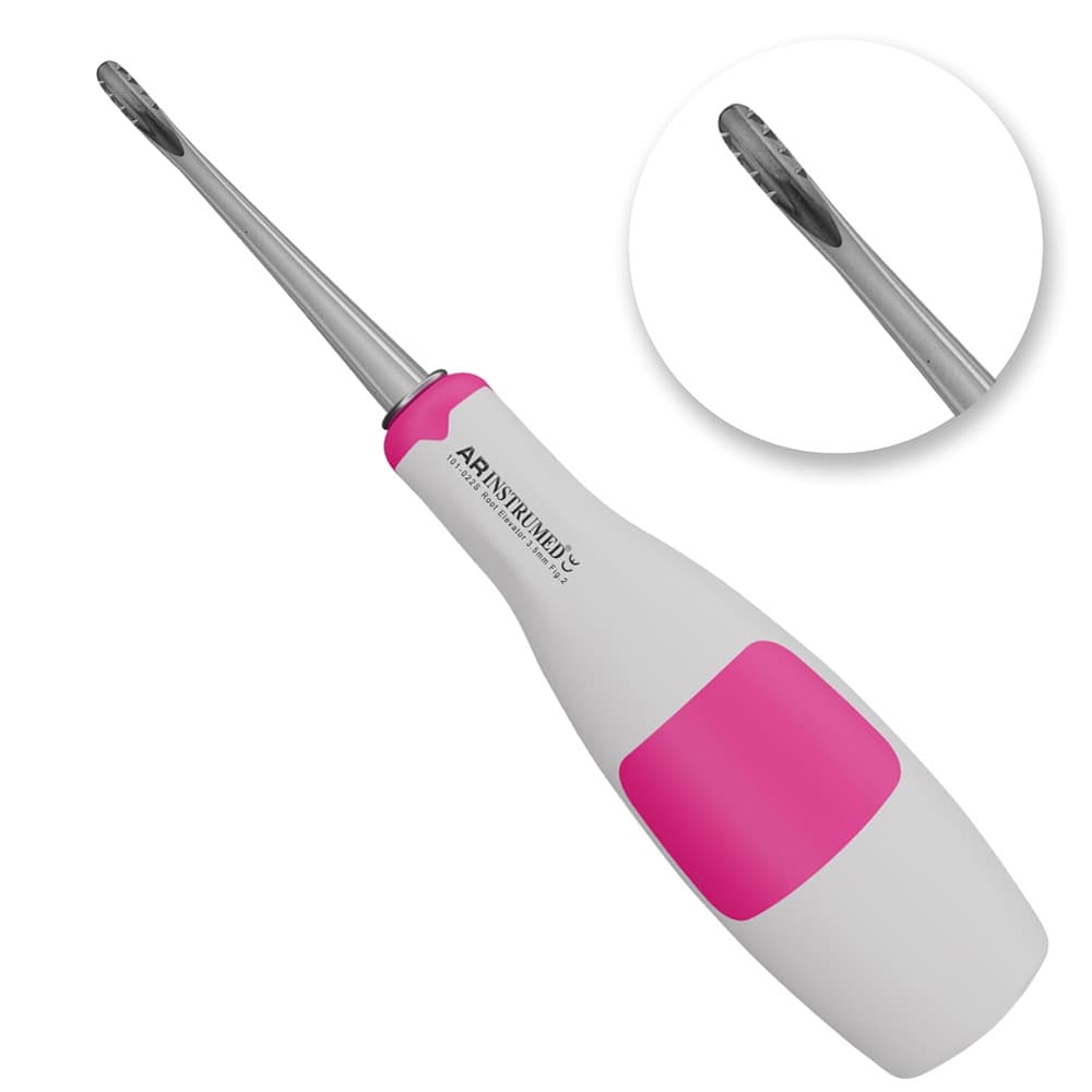 AR Instrumed Lindo-Levian Dental Root Elevator, Straight Serrated 3.5mm Tip, Medical-Grade Stainless Steel, Silicone Handle, 1/Pk - AR INSTRUMED Dental Root Elevator Tool, Medical Grade Stainless Steel Tooth Extraction Dentistry INSTRUMEDnt, Straight Serrated 3.5mm Tip, Soft Silicone Orange Handle, Root Separation Elevator - Image 1