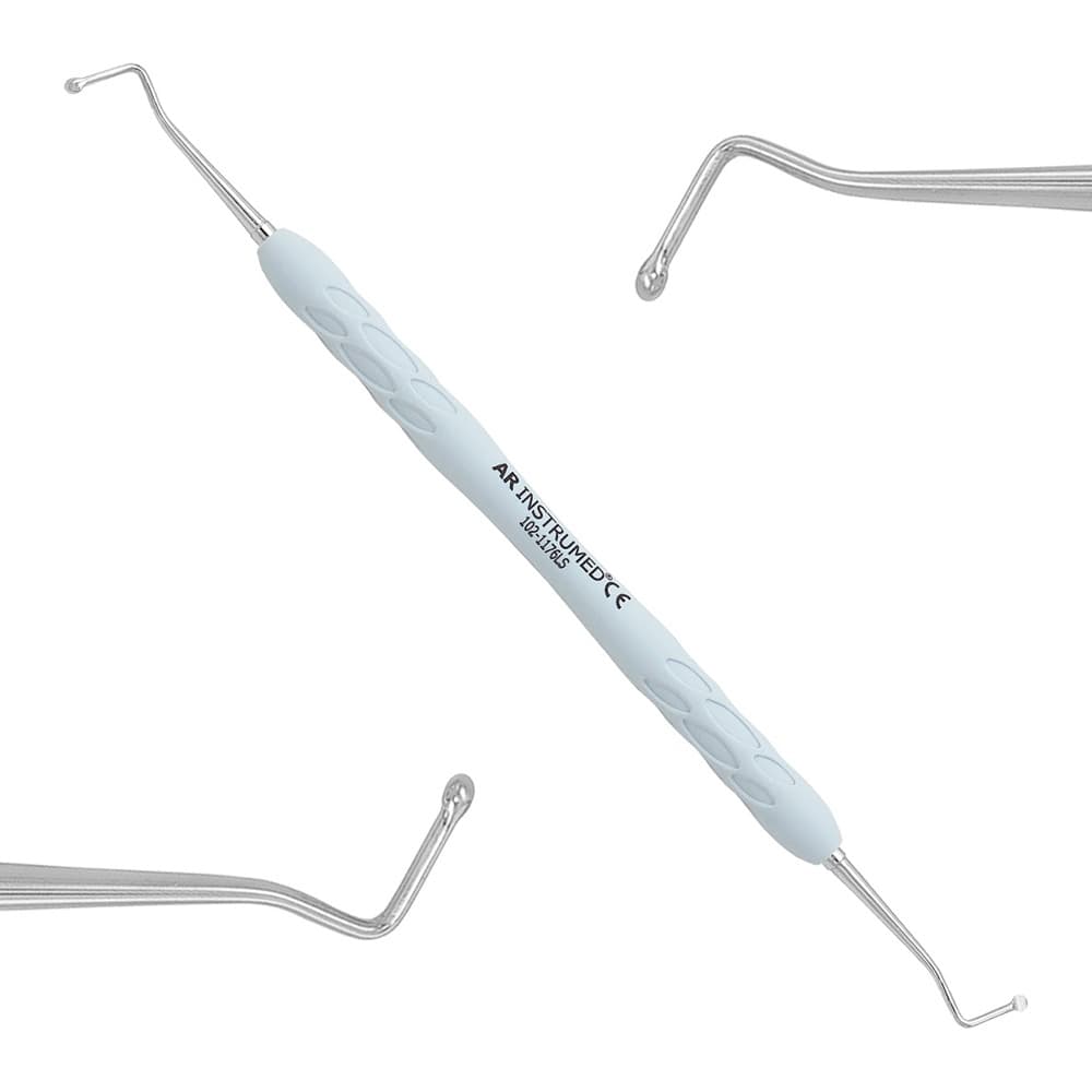 AR INSTRUMED Dental Root Canal Excavator, 2.0mm Rounded Spoon Tips, Double-Ended, Medical Grade Stainless Steel, Soft Silicone Light Grey Handle, 1/Pk - AR INSTRUMED Dental Root Canal Excavator, Medical Grade Stainless Steel, 2.0mm Rounded shaped Tips, Double ended Lightweight design, Soft Silicone Light Grey Handle, Restorative Endodontic INSTRUMEDnt - Image 1