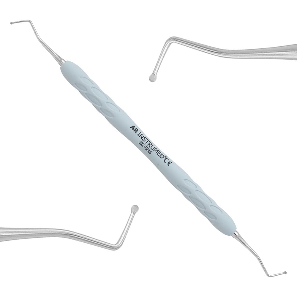 AR INSTRUMED Dental Round Excavator, 1.3mm Double-Ended, Medical Grade Stainless Steel, Soft Silicone Light Grey Handle, 1/Pk - AR INSTRUMED Dental Round Excavator, Medical Grade Stainless Steel, 1.3mm Rounded Shaped Tips, Double Ended Lightweight Design, Soft Silicone Light Grey Handle, Restorative Endodontic INSTRUMEDnt - Image 1