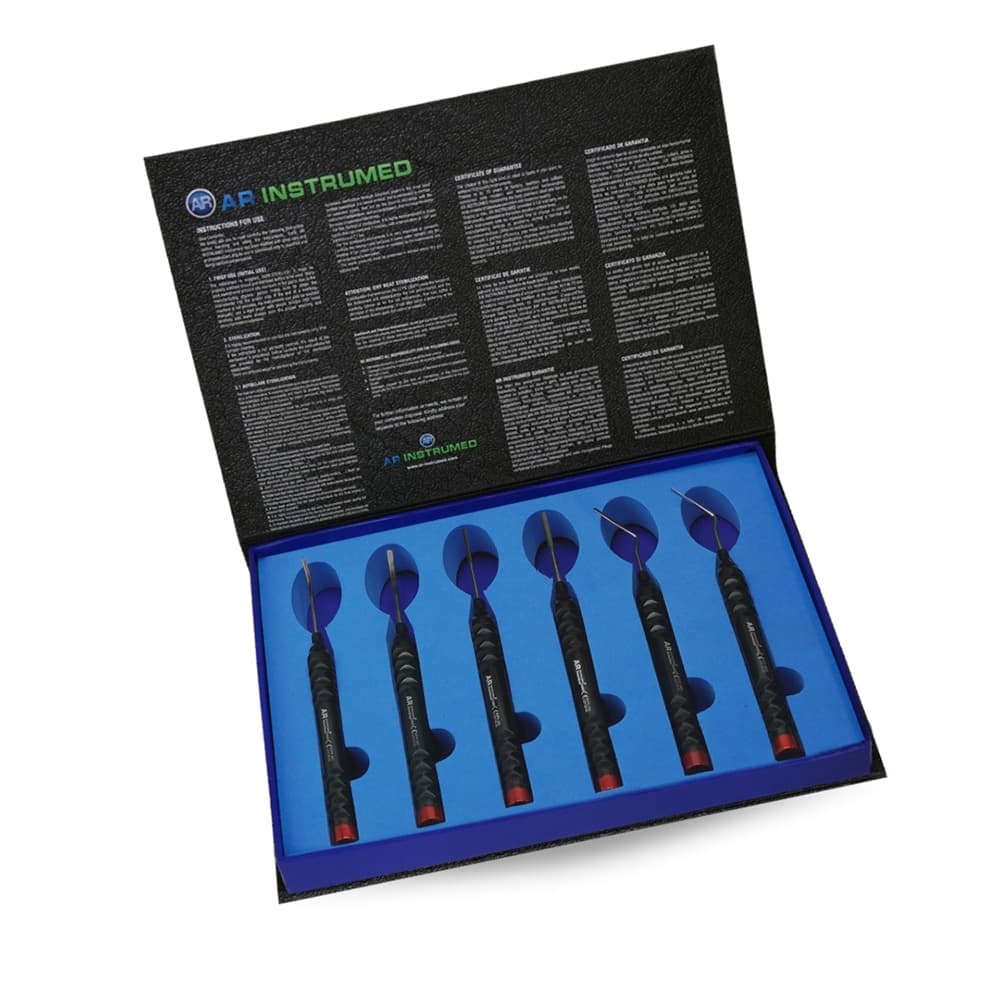 AR Instrumed Stainless Steel Flexible Periotome 6-Piece Set, Black Handles, 2mm & 3mm Straight/Curved Tips - AR INSTRUMED 6 Pieces Black Dental Flexible Periotomes Set, Stainless Steel, Sharp Curved Tip, Non slip Black Handle, Dentist Extraction INSTRUMEDnt, Perfects Dentists, Nurses, Medical Students - Image 1