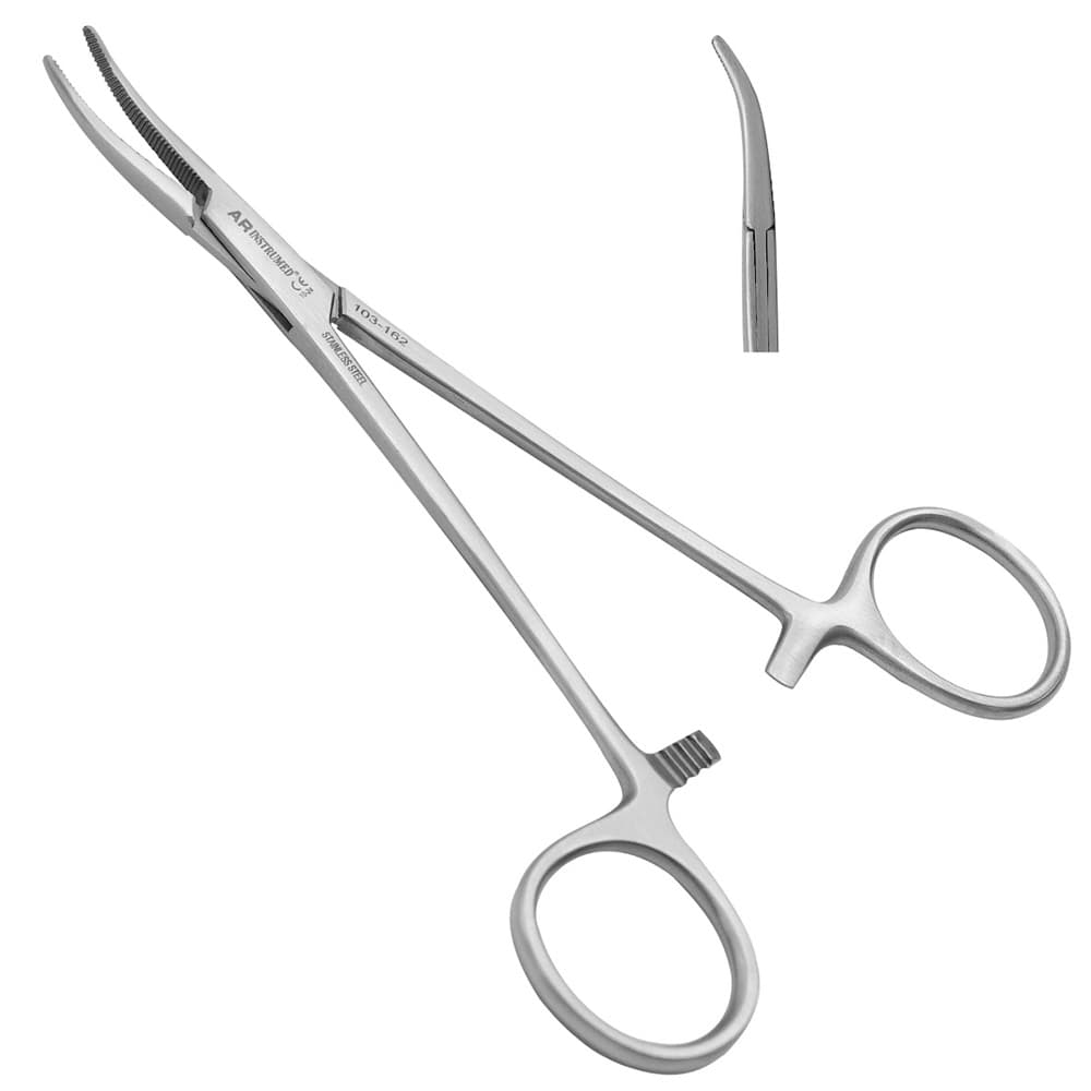AR Instrumed Kelly Hemostats Forceps, 5.5" Curved, Serrated, Stainless Steel, 1/Pk - AR INSTRUMED Kelly Hemostats Forcep, stainless steel Locking Tweezer Clamps 5.5 inches, Ring handle, 3 locking position, serrated jaws, curved Tip, Perfects Nurses, Fishing Forceps, Craft, Hobby - Image 1