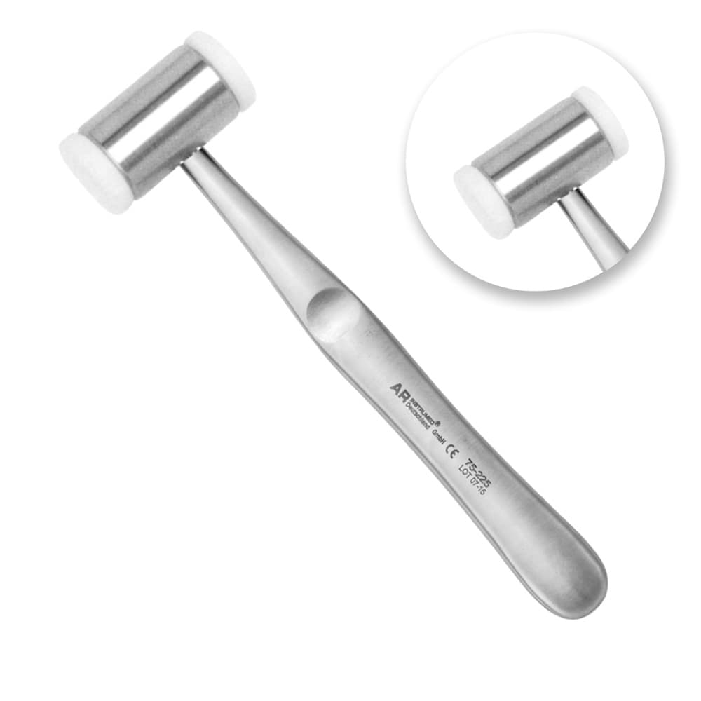 AR INSTRUMED Dental Mallet Surgical Hammer, Stainless Steel 150g, Teflon Capped, Ergonomic, 1/Pk - AR INSTRUMED Dental Mallet Surgical Hammer, Stainless Steel 150g, Teflon Capped, Ergonomic - Image 1