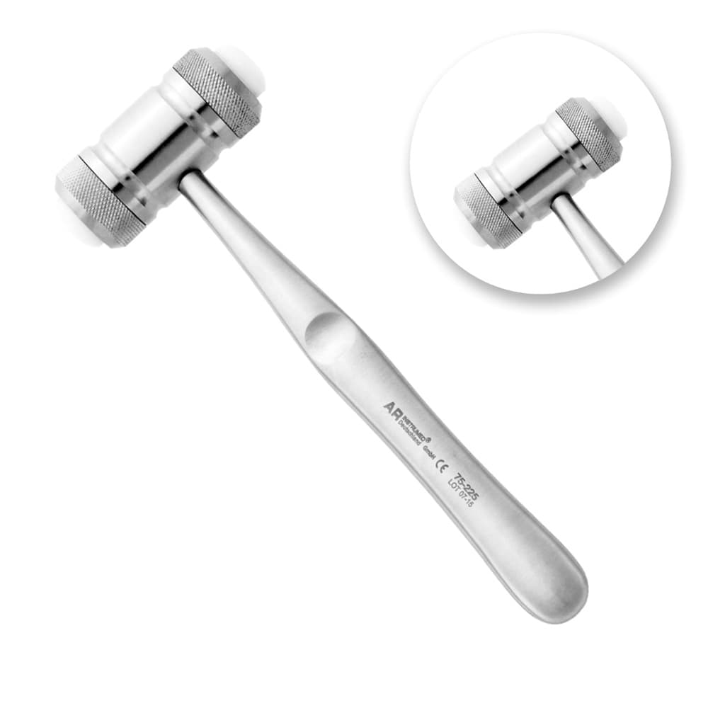 AR INSTRUMED Dental Mallet Surgical Hammer, Stainless Steel 17cm, Teflon Capped, Ergonomic, 1/Pk - AR INSTRUMED Dental Mallet Surgical Hammer, Stainless Steel 17cm, Teflon Capped, Ergonomic - Image 1