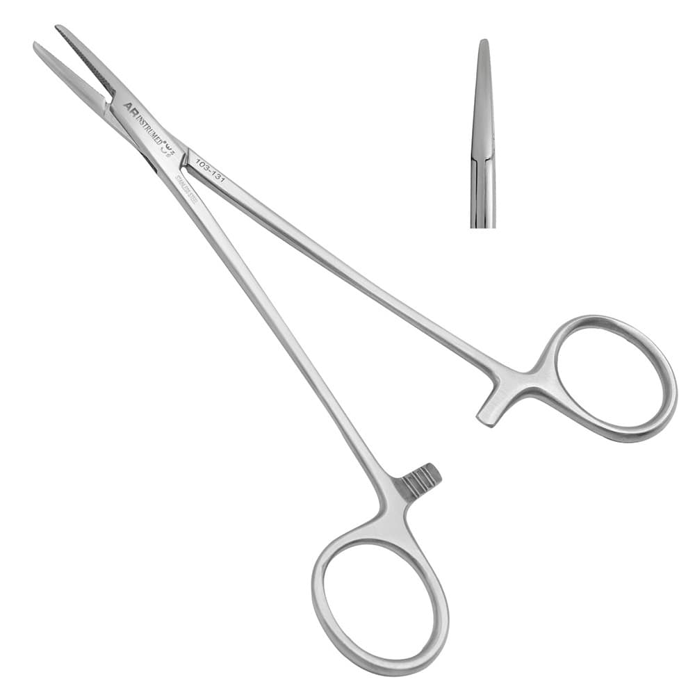 AR INSTRUMED Mayo Hegar Needle Holder, 7", Gold Handle, 3-Lock, Serrated Jaws, Stainless Steel, 1/Pk - AR INSTRUMED Mayo Hegar Needle Holder 7" – Gold Handle, 3-Lock, Serrated Jaws, Stainless Steel - Image 1